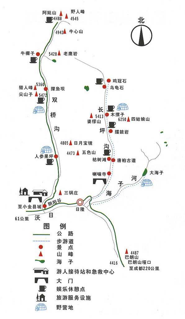 四姑娘山景区地图